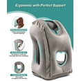 thumbnail image 2 of Inflatable Travel Pillow, Airplane Neck Pillow Comfortably Supports Head and Chin for Airplanes, Trains, Cars and Office Napping with 3D Eye Mask, Earplugs and Portable Drawstring Bag (Grey), 2 of 15