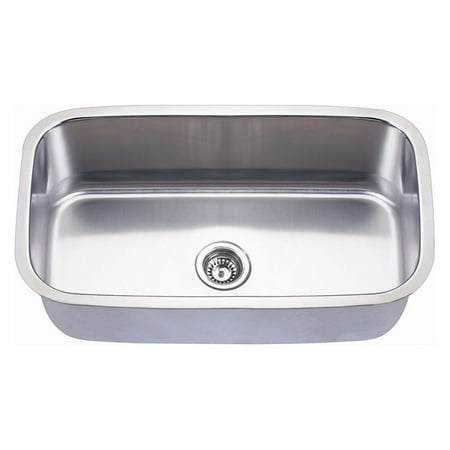 Empire 31 1/2 Inch Undermount Single Bowl 16 Gauge Stainless Steel Kitchen Sink with (Best Caulk For Undermount Kitchen Sink)