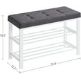 thumbnail image 3 of 3-Tier Shoe Rack Shoe Bench for Entryway Storage Organizer with Metal Frame for Living Room Hallway 12.2 x 31.9 x 19.3 Inches, Gray and White, 3 of 8