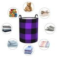 thumbnail image 6 of Fotbe Laundry Hamper With Durable Leather Laundry Basket Purple Buffalo Plaid Thickened Waterproof Round Collapsible Laundry Hamper, Dirty Clothes Laundry Basket, 6 of 8