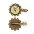 thumbnail image 1 of Épingle à Cheveux Vintage en Métal avec Motif d'Animal Serval, 1 of 3