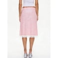 thumbnail image 2 of Pink Sequin Midi Skirt With Lace Trim A-Line Stretch Pencil Skirt, 2 of 7