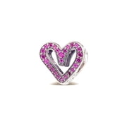 Pandora Sparkling Ruby Red Freehand Heart Charm