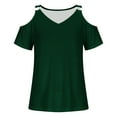 thumbnail image 4 of iHengLiXing Plus Size Spring Tops for Women 2025 Dressy Casual Women Summer Sexy T- Shirt Cold Shoulder Pullover Blouse V-Neck Short Sleeve Solid Tops Green M, 4 of 5