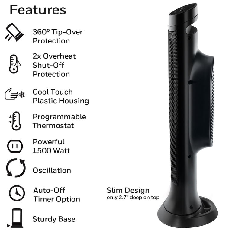 Honeywell Slim Ceramic Portable Heater, New, Black, HCE317B - Walmart.com