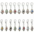 thumbnail image 6 of 12 Pcs Glass Flat Round with Blue and White Porcelain Pattern Stitch Markers Zinc Alloy Lobster Claw Clasps Crochet Stitch Marker Charms for Crochet Accessories Quilting Jewelry Making for DIY, 6 of 9