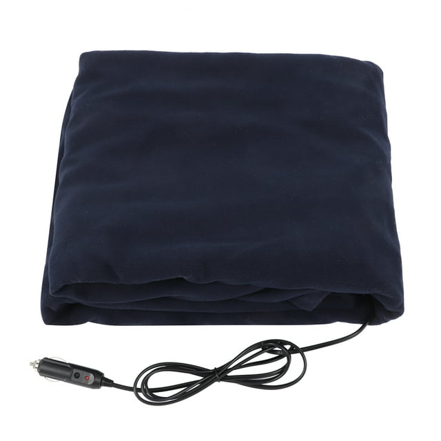 Manta calefactora eléctrica portátil con carga de coche de 12V, manta calefactora cálida de invierno para uso de mascotas en el coche, azul marino