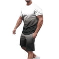 thumbnail image 4 of 2 Pack M-5X Mens Big and Tall Outfits Sets Plus Size 2 Piece Tracksuits Short Sleeve T-Shirts and Shorts Gradient Printed Workout Suits Set, 4 of 8