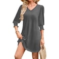 thumbnail image 4 of Fesfesfes Womens Dress Floral Print V Neck Spring Dress Loose Casual Short Sleeve Dress Women Swing Short Dress, 4 of 6