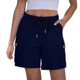 thumbnail image 5 of GERsome Women's Shorts with Pockets Drawstring Elastic Waist Outdoor Travel Hiking Cargo Shorts Navy Size L, 5 of 8