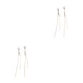 thumbnail image 4 of Qarigey Pendientes Borla larga Zircon Pendientes Decoración de la boda Mujeres diario Oro Oro 2piezas, 4 of 6