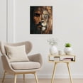 thumbnail image 3 of Lion and Man Canvas Wall Art Abstract Creative Splicing Art Printing Poster Modern Art Decoration Living Room Bedroom Bathroom Office Wall Decor,12x12 Inches, 3 of 5