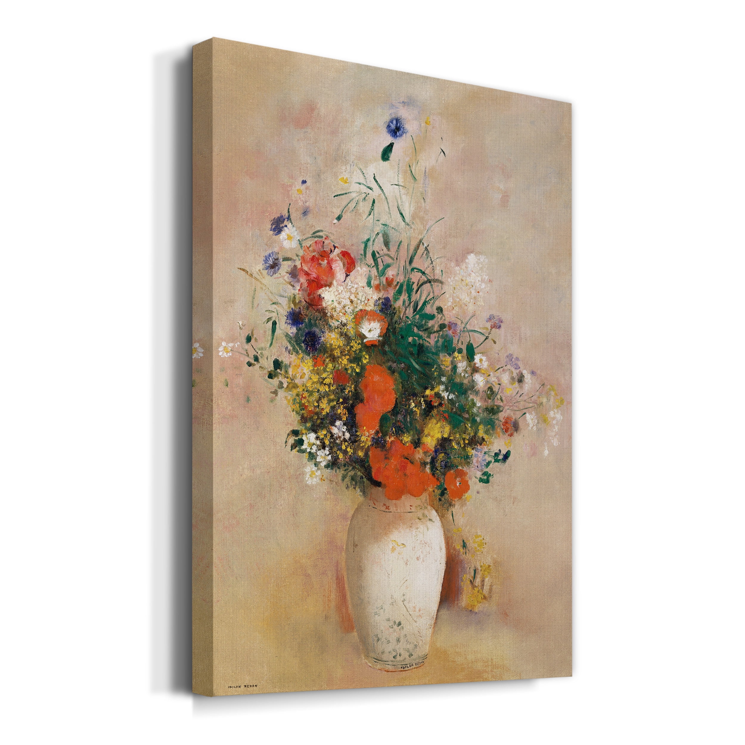 Vase of Flowers (Pink Background) Premium Gallery Wrapped Canvas - Ready to Hang - 24 x 36