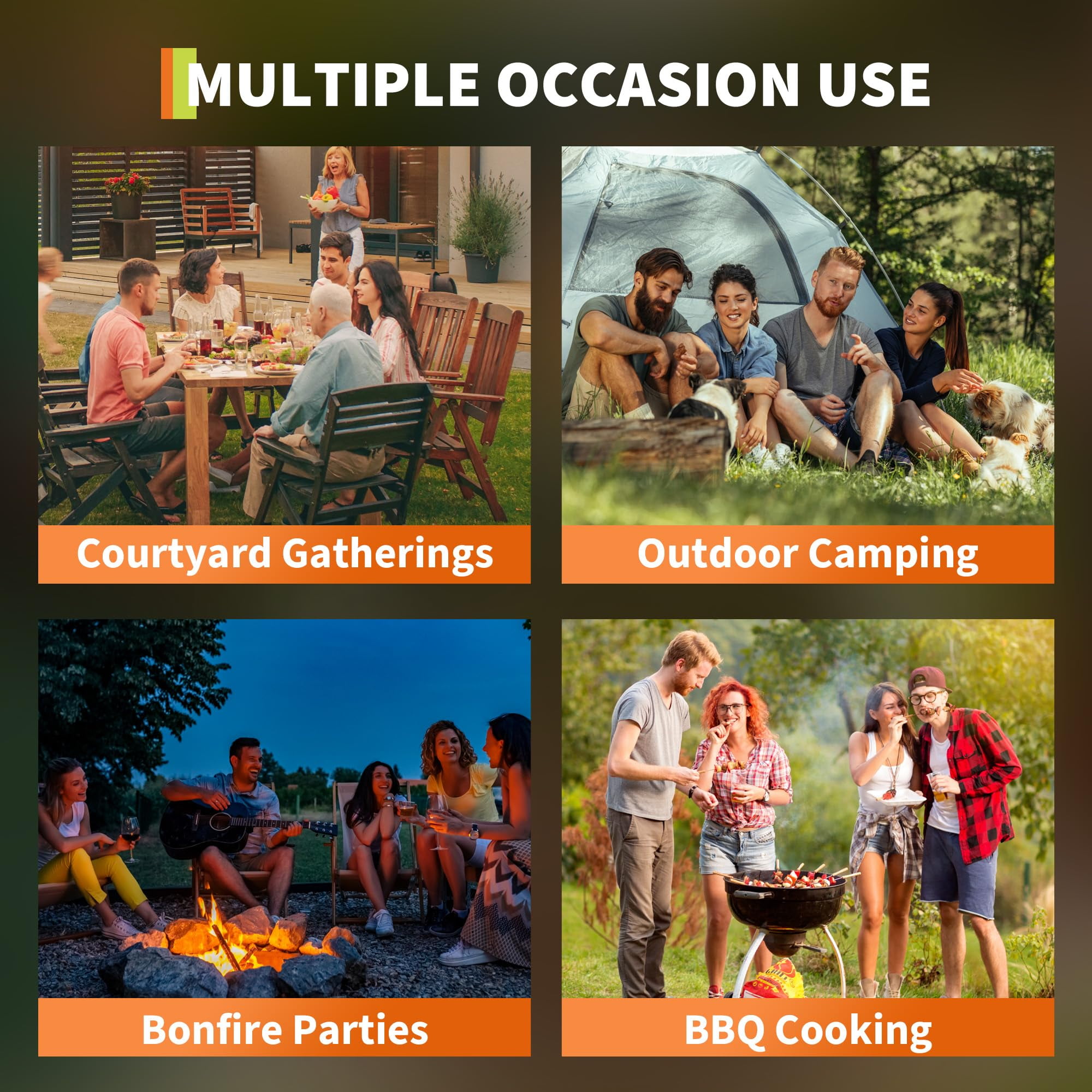 19 Inch Smokeless Fire Pit, Fire Pits for Outside Wood Burning, Portable Bonfire Outdoor Firepit with Removable Ash Pan & Dust Bag, Camping Backyard