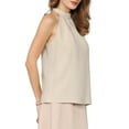 thumbnail image 4 of INSPIRE CHIC Women's Halter Neck Top Sleeveless 2026 Solid Color Summer Casual Blouse S Khaki, 4 of 5