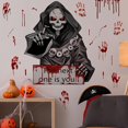 thumbnail image 1 of Calcomanías de pared de Halloween Decoración aterradora de Halloween Silueta de bruja Calcomanías de pared de calavera sangrienta Calcomanías de pared de arte zombie de Halloween aterradoras, 1 of 5