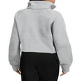 thumbnail image 5 of Sweat à Capuche Doublé de Molleton Col Pull 1/2 Sweat-Shirt à Manches Longues Crop Tops Pull Pouce Trou, 5 of 5