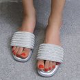 thumbnail image 2 of Samickarr Summer Slippers For Women Indoor And Outdoor Wide Summer New Fashion Solid Color Sequin Pearl Women's Slippers Flat Sandals, 2 of 6