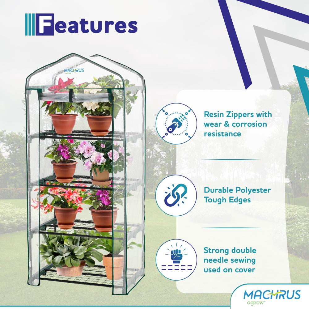 Machrus Ogrow Ultra-Deluxe 4 Tier Portable Greenhouse - Ideal for Indoor Mini Greenhouse & Outdoor Gardening