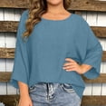 thumbnail image 6 of Oversized Cotton Gauze Shirts for Women Round Neck 3/4 Sleeve Tops Summer Casual Loose Beach Vacation Tees, 6 of 9