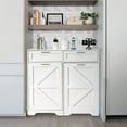 thumbnail image 4 of VECELO Kitchen Tilt Out Trash Cabinet 13 Gallon, Kitchen Island with Trash Can Storage & Power Outlet, Adjustable Shelf, 2 Drawers, Negative Ion and Deodorizing Function, White, 4 of 13