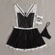 thumbnail image 2 of Gibobby Conjunto de lencería Sexy Lencería de dos piezas para mujer, sexy con encaje floral, escote en V profundo, brasier inalámbrico y tanga exótico(Negro, G), 2 of 5