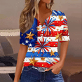 thumbnail image 2 of Women's Patriotic American Flag Print 250th Anniversary USA Shirt V-Neck Button T-Shirts, 2 of 4