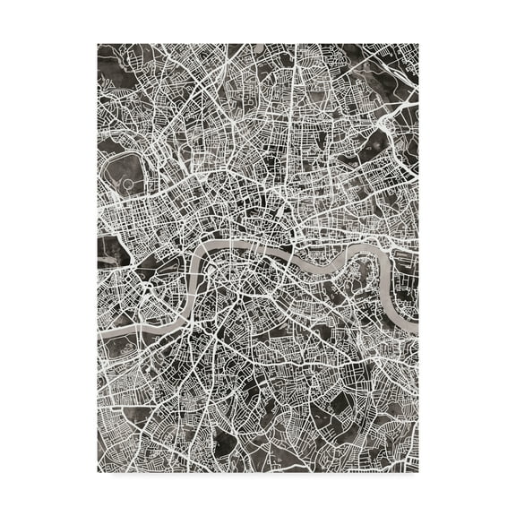 Trademark Fine Art 'London England Street Map Black' Canvas Art by Michael Tompsett