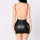 thumbnail image 3 of Minivestido sexy negro de imitación de cuero con cuello halter - Poliéster, efecto mojado, ropa de club/casual, sin mangas, tallas asiáticas, 3 of 7