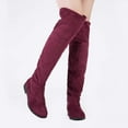 thumbnail image 6 of DREAM PAIRS Women's Fashion Over The Knee High Low Block Heel Riding Boots HI_FLAT BURGUNDY Size 6.5, 6 of 6
