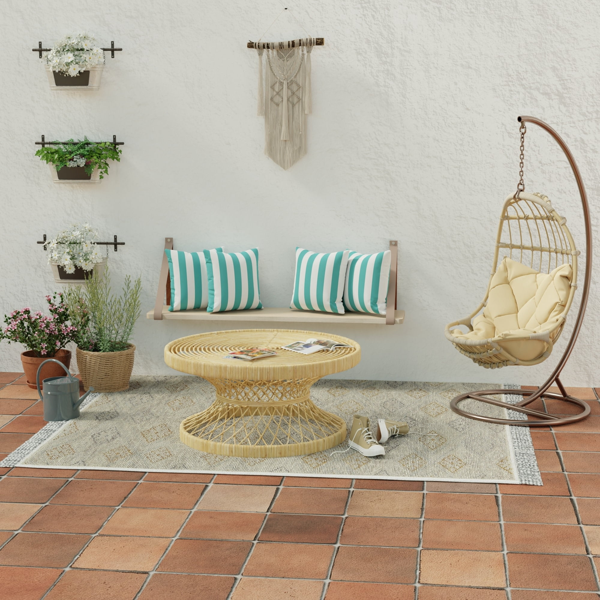 Jordan Manufacturing 17" x 17" Arch Teal Stripe Square Outdoor Throw Pillow (4 Pack)