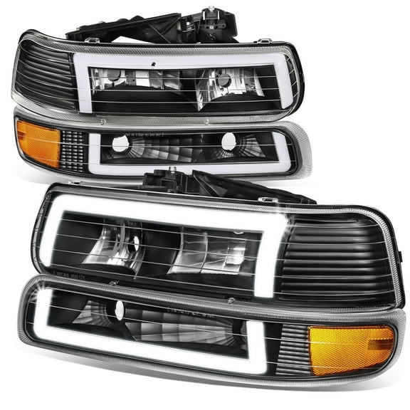 DNA Motoring For 1999-2006 Silverado Suburban 3D C-Style LED DRL Headlights Bumper Lamps