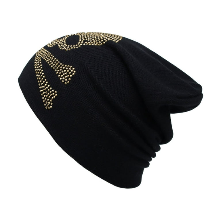 SKULL Rhinestone Knit Hat