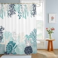 thumbnail image 2 of Bathroom Shower Curtain Summer Ocean Conch Coral Turquoise Waterproof Shower Curtains with Hooks, Cute Starfish Seagrass Bath Curtains Bathtub Curtain Home Decor 48x72in, 2 of 9