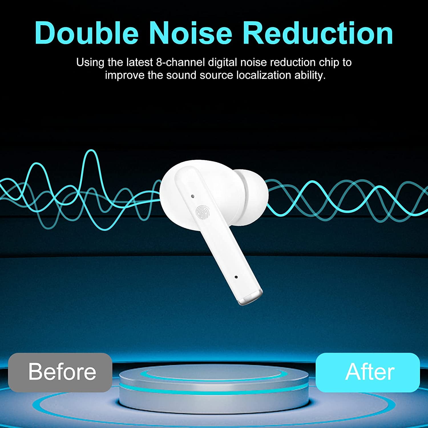 Kibvoe Sound Amplifiers with Noise Cancelling, Rechargeable Mini Personal Sound Amplifiers TV Earbuds with Portable Charging Box, Suitable for Adults, Elderly(White).