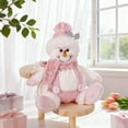 thumbnail image 5 of Christmas Decorations Sitting Sequined Cartoon Doll Pendant Christmas Party Scene Dress Up Pastel Pink Christmas Plush Set Santa Snowman Reindeer Soft Stuffed Holiday, 5 of 5