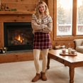 thumbnail image 6 of Textilo Women's Fair Isle Cardigan Sweaters Long Sleeve Crew Neck Button Up Sweater Ribbed Knit Geometric Pattern Coats Lightweight Soft Cozy Y2k Fall Winter Outerwear,Camel XL, 6 of 7