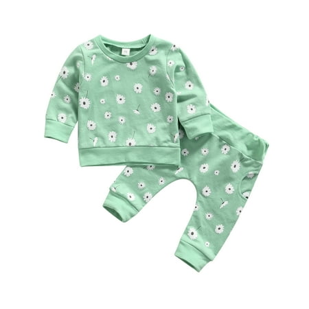 

Bowanadacles Baby 2PC Clothing Set Printed Long Sleeve Sweater with Printed Pants