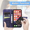 thumbnail image 6 of Wallet Case for iPhone 13 Pro Max,3D Butterfly Pattern PU Leather Case with Strong Magnetic Clasp and 3 Card Slots Holder Cover for iPhone 13 Pro Max (6.7) HZD Rhinestone Purple, 6 of 18