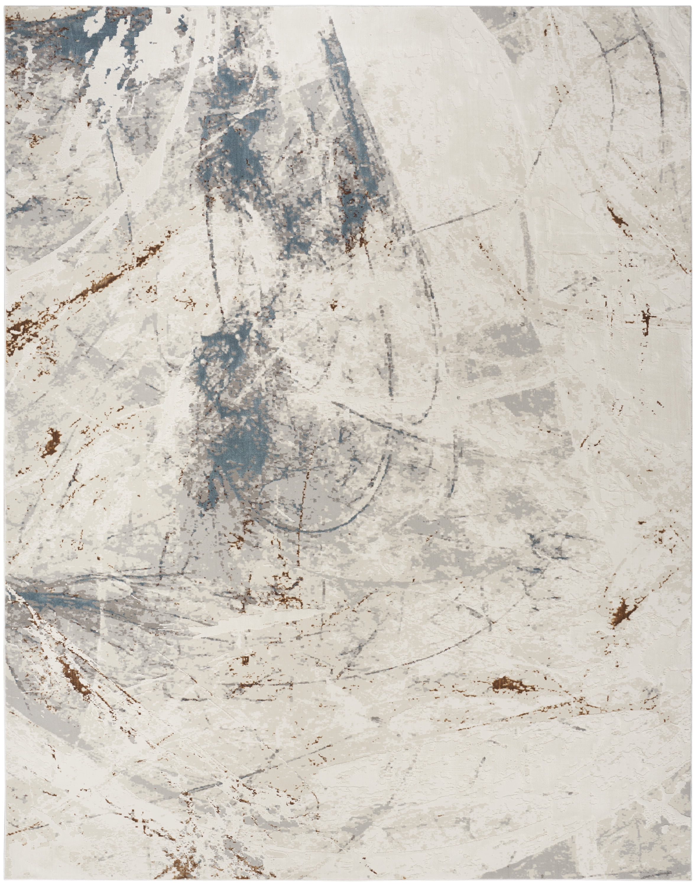 Nourison Desire Abstract Ivory Grey Blue 9' x 12' Area Rug (9x12)