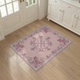 thumbnail image 3 of ODIKA Dainty Rosebud Clusters Border Pink Symmetrical Refined Stain Resistant Flatwoven for Entryway, Kitchen, Mudroom, 3 of 7