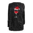thumbnail image 4 of Pisexur Fuzzy Chandails de Noël pour Femmes Doublés en Molleton à Manches Longues à Col Rond Chandail d'Hiver Chaud Imprimé Verres de Vin Rouge Chandail de Noël à Enfiler Hauts avec Poches, 4 of 4