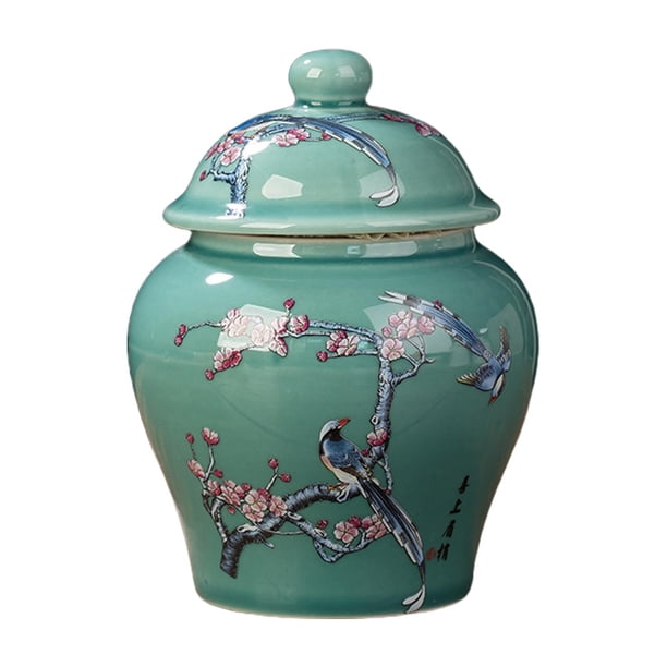 Jarrón de cerámica, jarrón decorativo, jarrón asiático multiusos, jarrones de porcelana para bodas. Vientre de flor de ciruelo