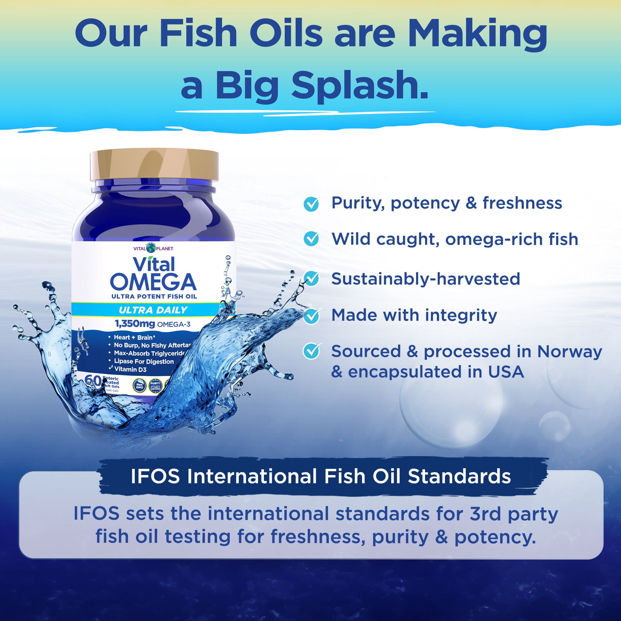 Vital Planet - Vital Omega 3 Fish Oil Ultra Daily Supplement 60 Softgels