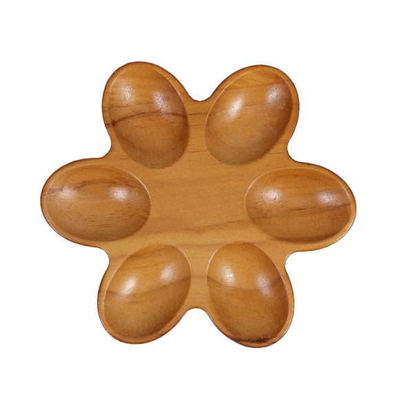 ROSENICE Wood Chicken Egg Holder Rustic Wooden 6 Eggs Tray Fresh Eggs Holder Deviled Eggs Plate Countertop Egg Platter For Kitchen Refrigerator Brown