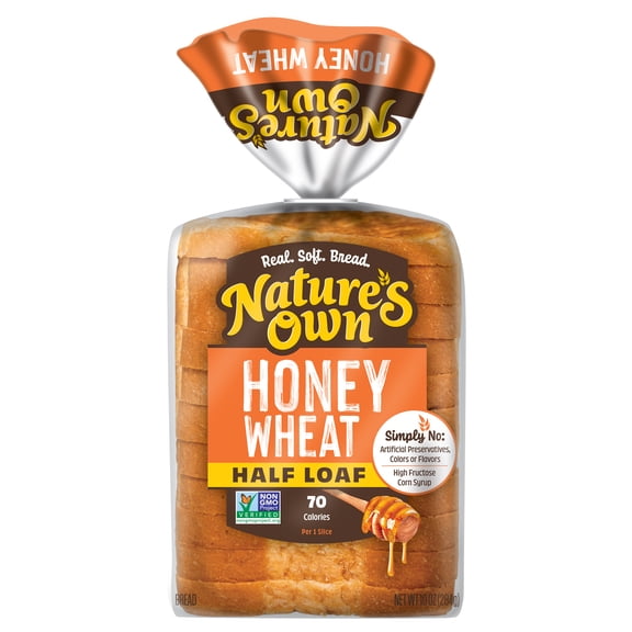Nature's Own Honey Wheat, Non-GMO Half Loaf Brad, Sandwich Bread, 10 oz Loaf