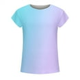 thumbnail image 3 of New Short Sleeve with Round Neck Design Rainbow Gradient Print Solid Color T-Shirt Short Sleeve, 3 of 4