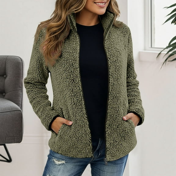 Fleece Jacket for Women Long Sleeve Zip Up Jacket Comfortable Warm Jackets Fall Jackets Winter Clothes