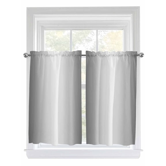 Kitchen Curtains 45 Inches length, Grey Ombre Window Treatment Curtain Drapes, Gray White Gradient Modern Abstract Art Lightweight Window Panels for Living Room Bedroom, 52"x45", 2 Panels