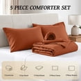 thumbnail image 6 of Dhole 5-Piece Bed in Bag - Twin Size Striped Comforter Sets, Pillowcases & Sheet Collection for Cozy Bedding Sets - Orange, 6 of 10